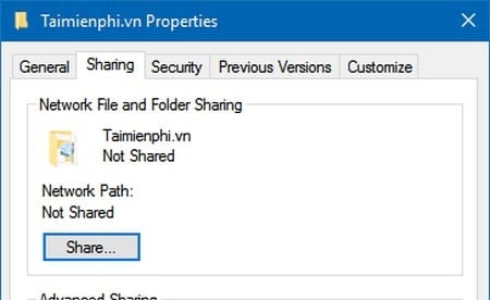 sua loi thieu tab sharing trong windows 10 folder properties 6